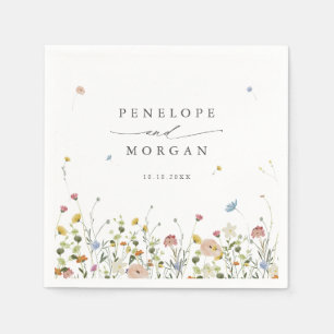 Spring Wildflower Garden Floral Minimalist Wedding Napkin