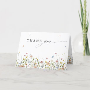 Spring Wildflower Garden Floral Minimalist Wedding Thank You Card