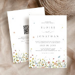 Spring Wildflower Garden Floral QR Code Wedding Invitation<br><div class="desc">Celebrate your special day with this elegant wildflower wedding invitation, featuring delicate watercolor florals and modern script typography. The soft floral border, minimalist layout, and pastel colour palette make it perfect for garden weddings, outdoor ceremonies, spring or summer celebrations, and boho or rustic themes. Fully customisable with your personal details....</div>