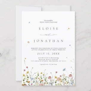 Spring Wildflower Garden Floral QR Code Wedding Invitation
