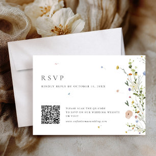 Spring Wildflower Garden Minimalist Floral QR Code RSVP Card