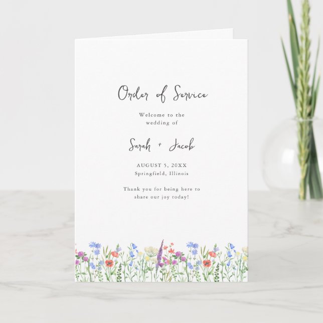 Spring Wildflower Garden Wedding Folded Program Programme (Front)