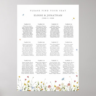 Spring Wildflower Garden Wedding Seating Chart