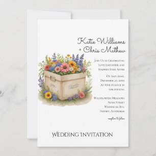 Spring Wildflower Gift box QR Code Photo Wedding Invitation