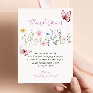 Spring Wildflower Girl Baby Shower Thank You Card