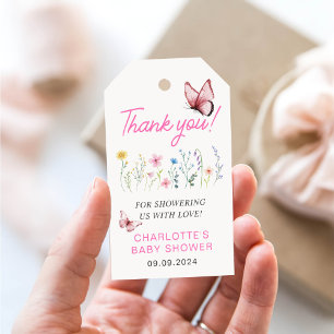 Spring Wildflower Girl Pink Baby Shower Gift Tags