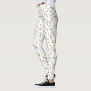 Spring Wildflower Greenery Meadow Flower Garden Leggings