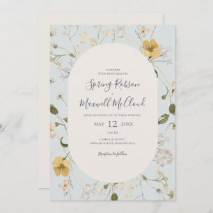 Spring Wildflower   Light Blue Casual Wedding Invitation
