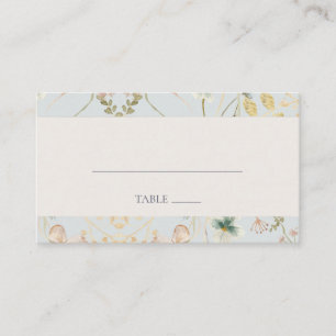 Spring Wildflower   Light Blue Flat Wedding Place Card