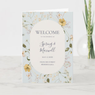 Spring Wildflower   Light Blue Folded Wedding Programme