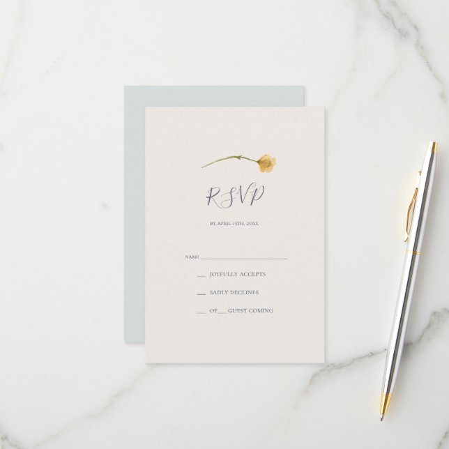 Spring Wildflower | Light Blue RSVP Card (Front/Back In Situ)