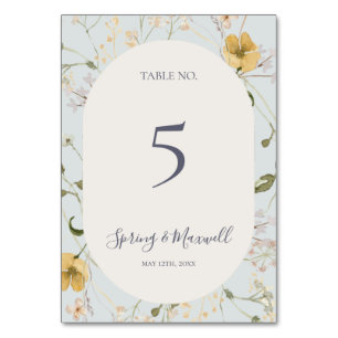 Spring Wildflower   Light Blue Table Number