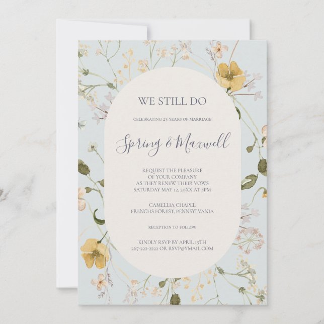 Spring Wildflower | Light blue We Still Do Invitat Invitation (Front)