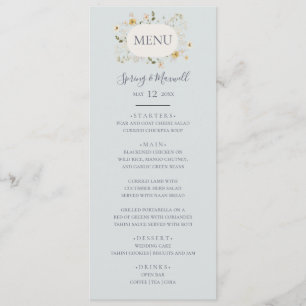 Spring Wildflower   Light Blue Wedding Dinner Menu