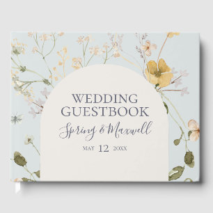 Spring Wildflower   Light Blue Wedding Guest Book