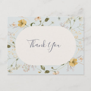 Spring Wildflower   Light Blue Wedding Thank You Postcard