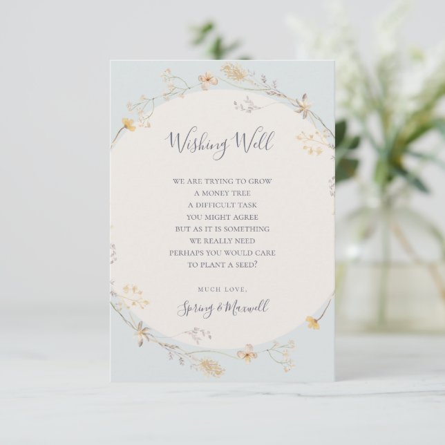 Spring Wildflower | Light Blue Wishing Well Card (Standing Front)