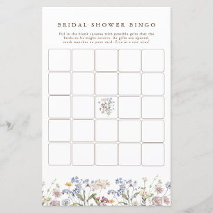 Spring Wildflower Meadow Bridal Shower Bingo
