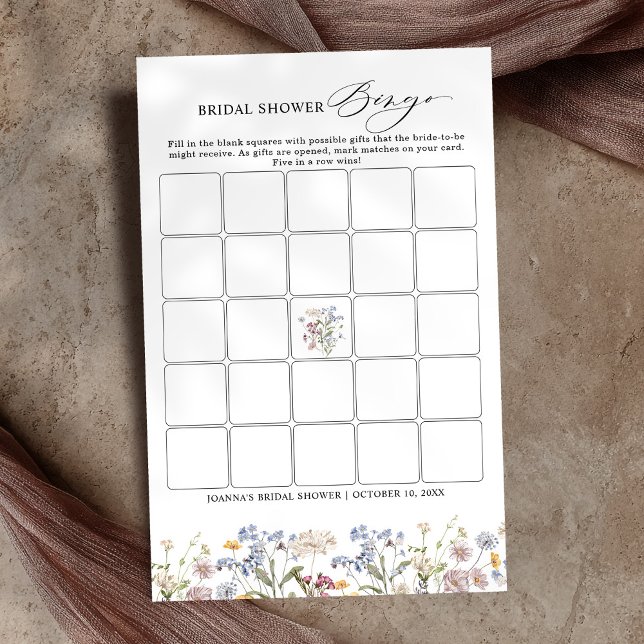 Spring Wildflower Meadow Bridal Shower Bingo (Spring Wildflower Meadow Bridal Shower Bingo)