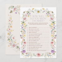Spring Wildflower Meadow Bridal Shower Game Card