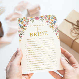 Spring Wildflower Meadow Bridal Shower Game Card