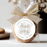 Spring Wildflower Meadow Bridal shower thank you Classic Round Sticker<br><div class="desc">Capture the beauty of nature on your special day with our exquisite wildflower watercolor bridal shower thank you sticker. Elegant, unique, and blooming with love. Use the text fields to personalise your design with your own wording and details. If you want to change the font style, colour or text placement,...</div>