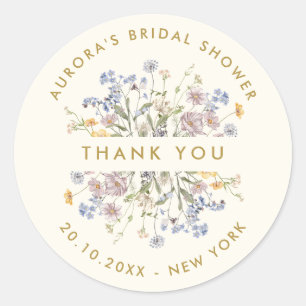 Spring Wildflower Meadow Bridal shower thank you Classic Round Sticker