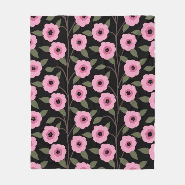 Spring Wildflower Meadow Flower Garden Greenery Fleece Blanket (Front)