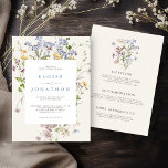 Spring Wildflower Meadow Garden Details Wedding   Invitation<br><div class="desc">Capture the beauty of nature on your special day with our exquisite wildflower watercolor wedding invitations. Elegant, unique, and blooming with love. Use the text fields to personalise the card with your own wording and details. If you want to change the font style, colour or text placement, simply click the...</div>