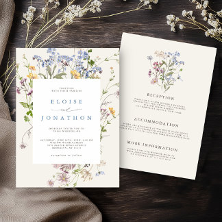 Spring Wildflower Meadow Garden Details Wedding Invitation