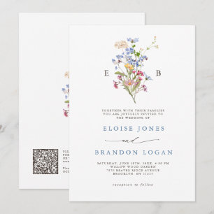 Spring Wildflower Meadow Garden QR Code Wedding   Invitation
