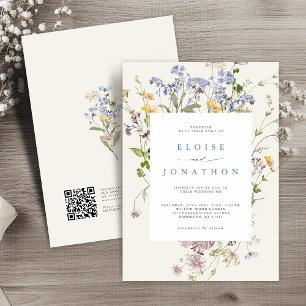 Spring Wildflower Meadow Garden QR Code Wedding   Invitation