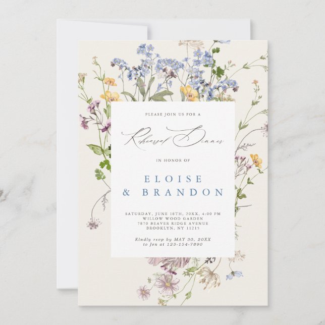 Spring Wildflower Meadow Garden Rehearsal Dinner Invitation (Front)