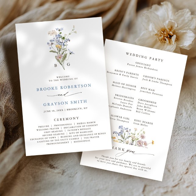 Spring Wildflower Meadow Garden Wedding Program (Spring Wildflower Meadow Garden budget Wedding Program)