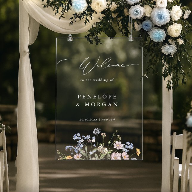 Spring Wildflower Meadow Garden Wedding Welcome Acrylic Sign (Spring Wildflower Meadow Garden Wedding Welcome Acrylic Sign)
