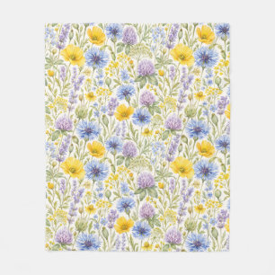 Spring Wildflower Meadow Pattern Fleece Blanket