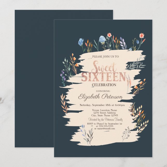 Spring Wildflower Meadow Sweet 16 Invitation (Front/Back)