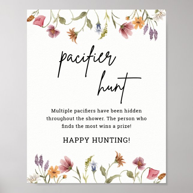 Spring Wildflower Pacifier Hunt Game Sign (Front)