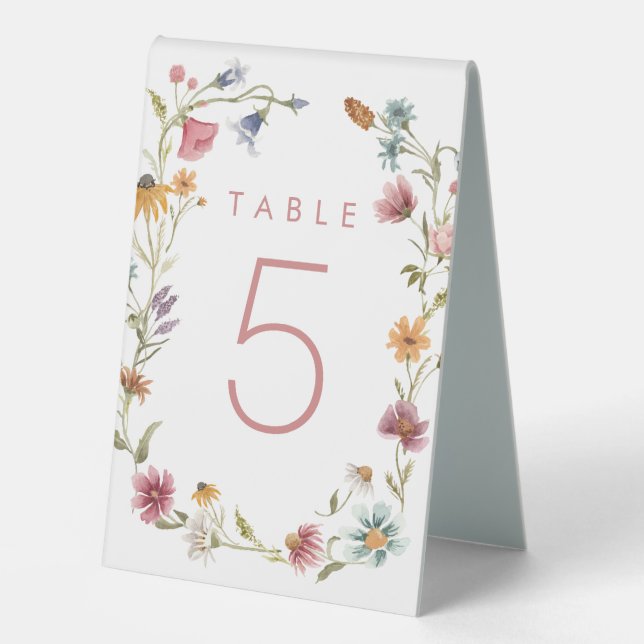 Spring Wildflower Party Floral Table Numbers (Front)
