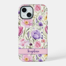 Spring Wildflower Pastel Pink Purple Custom Name