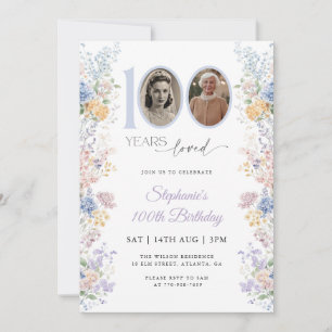 Spring Wildflower Photo 100th Birthday Invitation