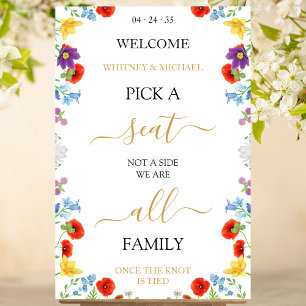 Spring Wildflower Pick A Seat Personalised Wedding Poster