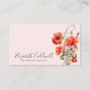 Spring Wildflower Poppy Floral Personalised Business Card