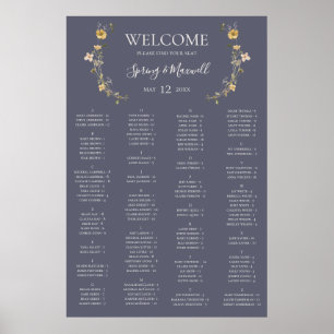 Spring Wildflower Purple Alphabetic Seating Chart