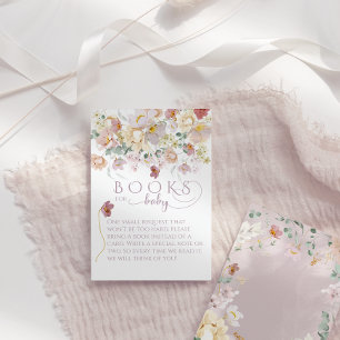 Spring Wildflower Purple Girl Baby Shower books Enclosure Card