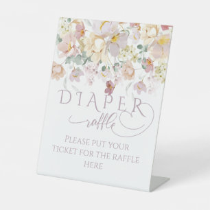 Spring Wildflower Purple Girl Baby Shower diaper Pedestal Sign