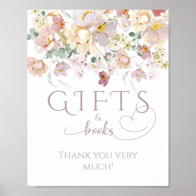 Spring Wildflower Purple Girl Baby Shower gift Poster (Front)