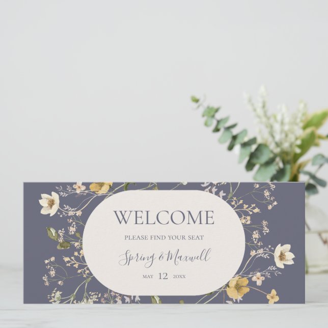 Spring Wildflower | Purple Hanging Seating Chart (Standing Front)