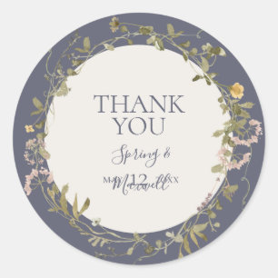 Spring Wildflower Purple Thank You Favour Sticke Classic Round Sticker