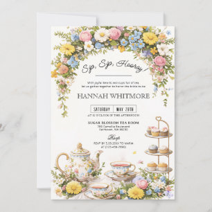 Spring Wildflower Tea Party Bridal Shower Digital Invitation